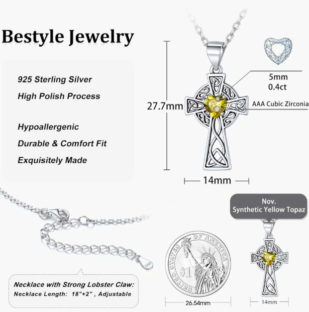 Sterling Silver Vintage Ceiltic Cross Pendant Necklce