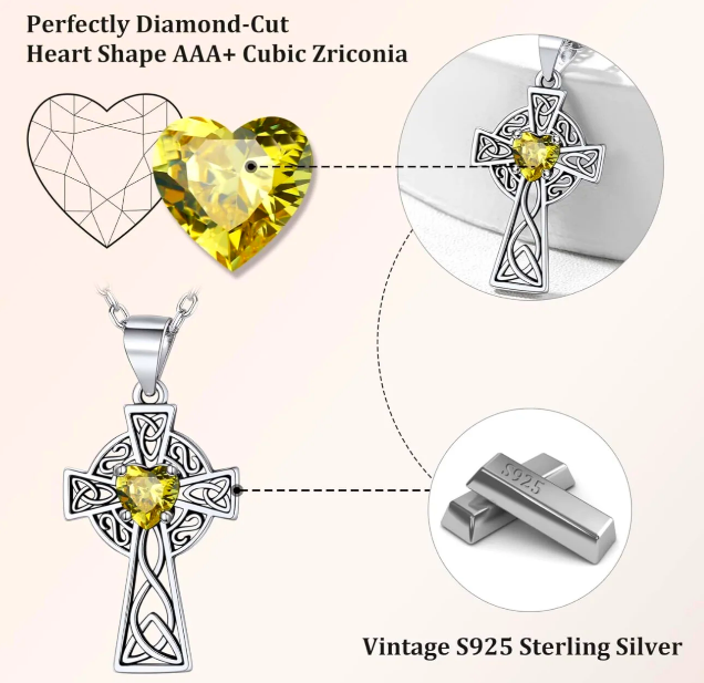 Sterling Silver Vintage Ceiltic Cross Pendant Necklce