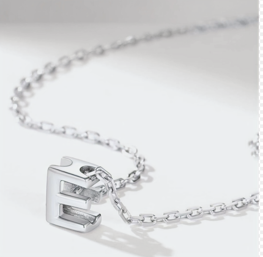 Sterling Silver Letter "E" Necklace 1 mm