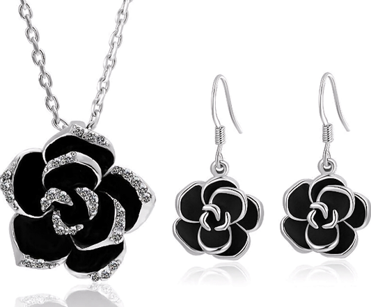 Fashion Flower Set: Necklace With Earrings