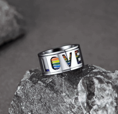 Stainless Steel Rainbow Spinner Ring 11 mm