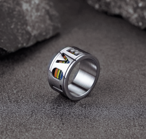 Stainless Steel Rainbow Spinner Ring 11 mm