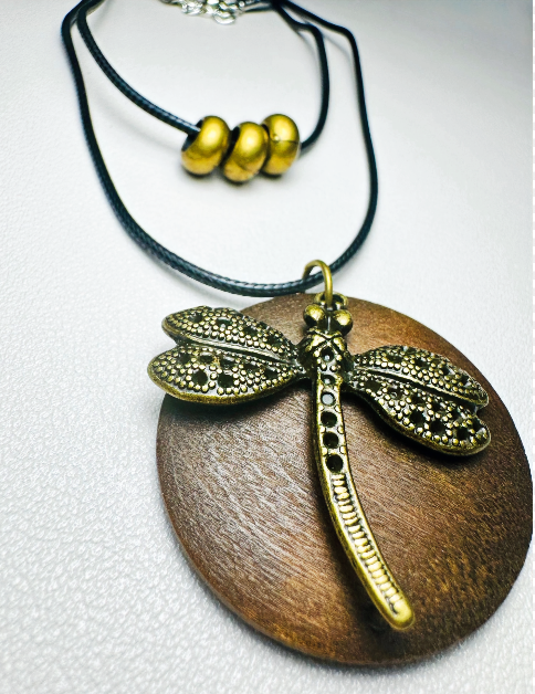 Dragonfly Pendant Necklace Hand Made