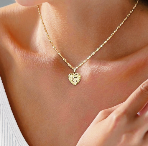 "C" Pendant Necklace 2 mm