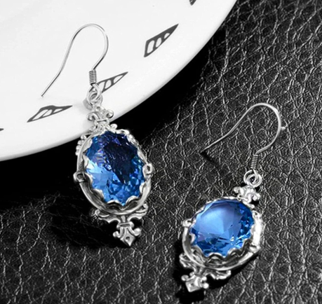 Vintage Blue Sapphire Dangle Earrings