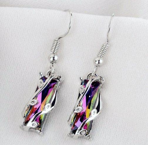 Stunning Colorful Zirconia Dangle Earrings