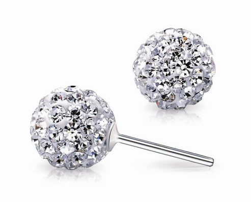 White Sparkle Crystal Ball Earrings