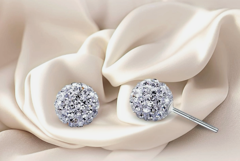 White Sparkle Crystal Ball Earrings