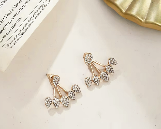 Vintage Crystal Flower Ear Jacket Earrings