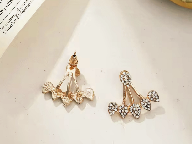 Vintage Crystal Flower Ear Jacket Earrings
