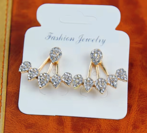 Vintage Crystal Flower Ear Jacket Earrings