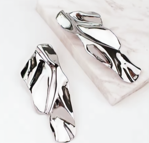 Classic Irregular Metal Stud Earrings For Women Statement Punk Plated Big Drop E
