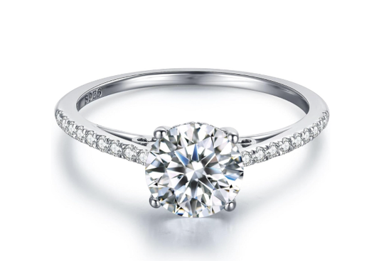 18K Gold Plated Sterling Silver S925 Engagement Ring with 1.5 Ct Moissanite 3 mm