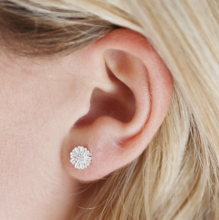 Sterling Silver Stud Flower Earrings