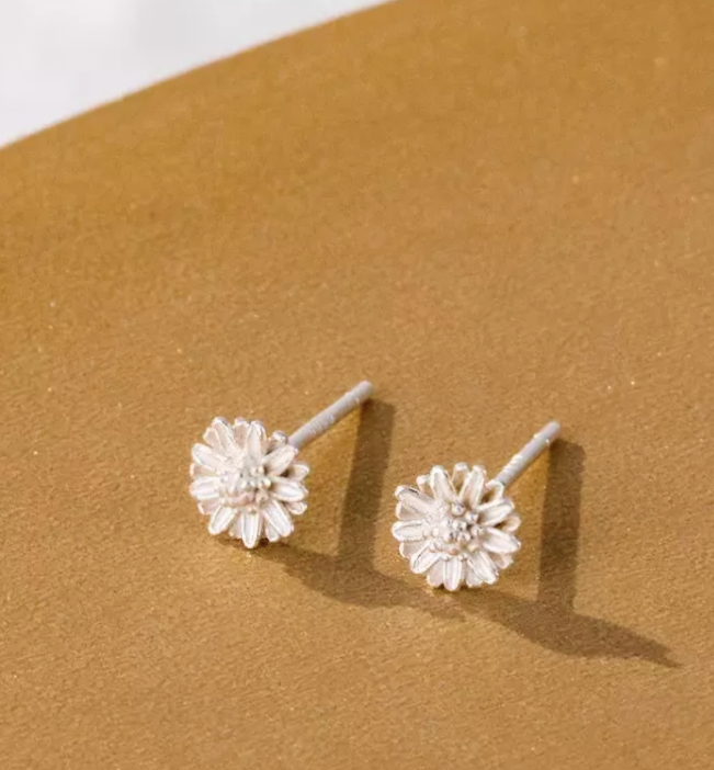 Sterling Silver Stud Flower Earrings