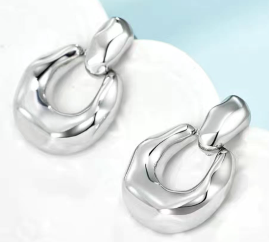 Sterling Silver Chunky Dangle Door Knocker Earrings