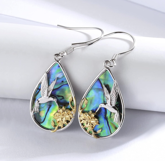Sterling Silver Teardrop Abalone Earrings