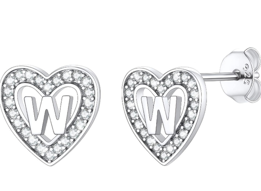 Sterling Silver Letter "W" Earrings
