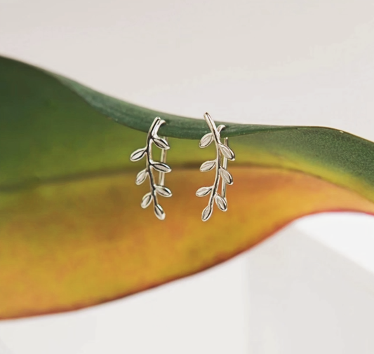 Sterling Silver Leaf Earrings